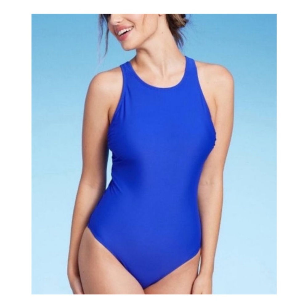 Kona Sol High Neck One Piece Swimsuit (Royal Blue - Medium)